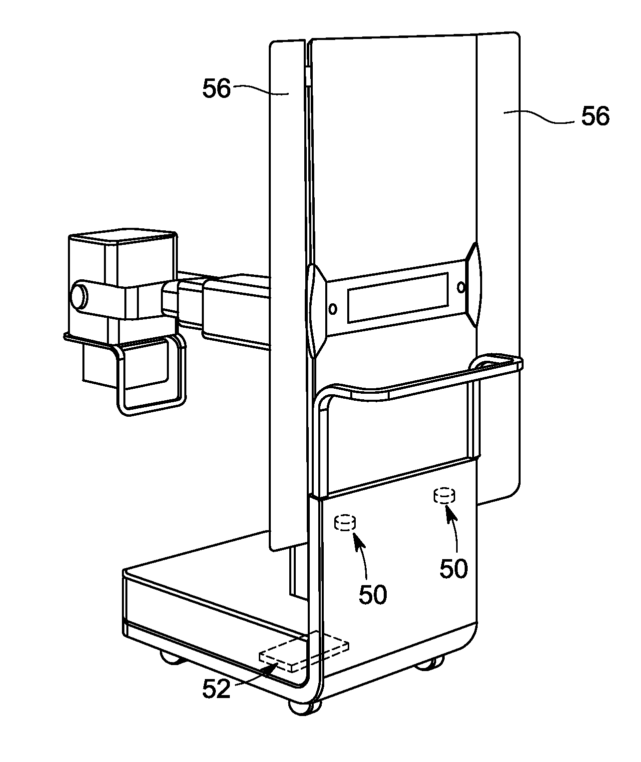 Mobile x-ray unit with integrated x-ray shield