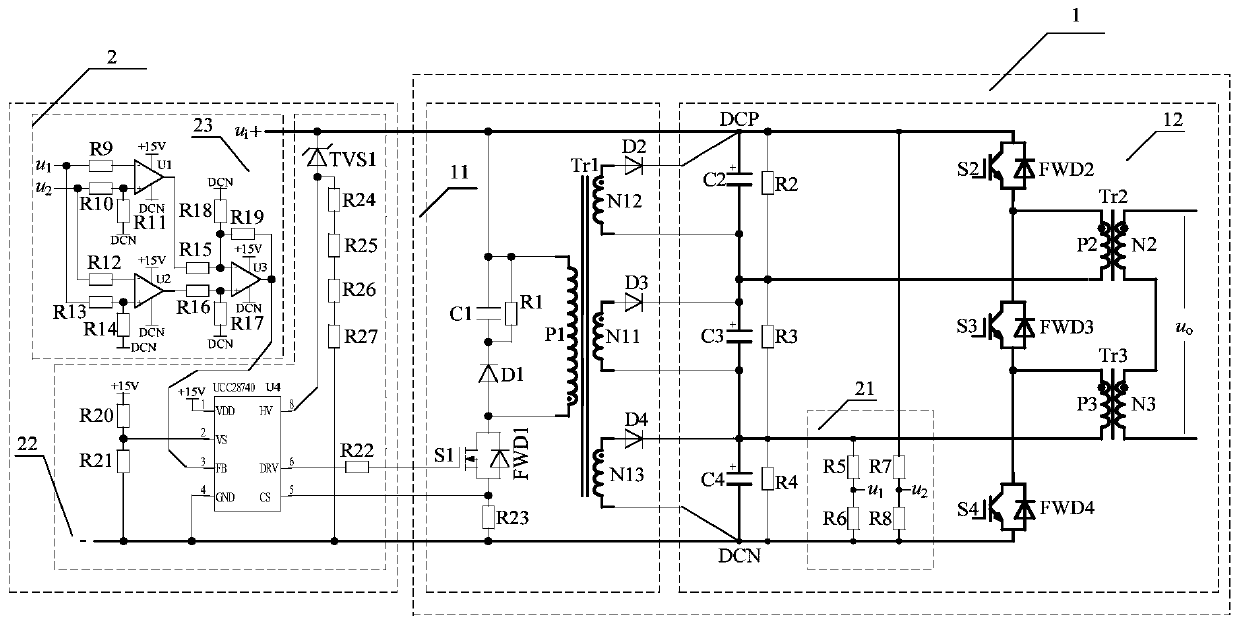 Capacitor series automatic voltage equalization circuit and its control circuit