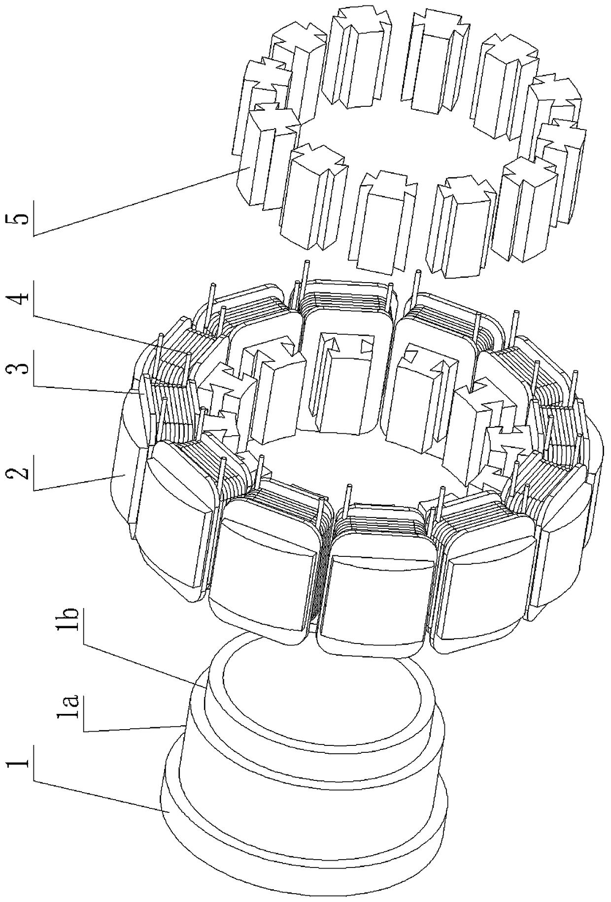 Combined stator with insulating skeleton