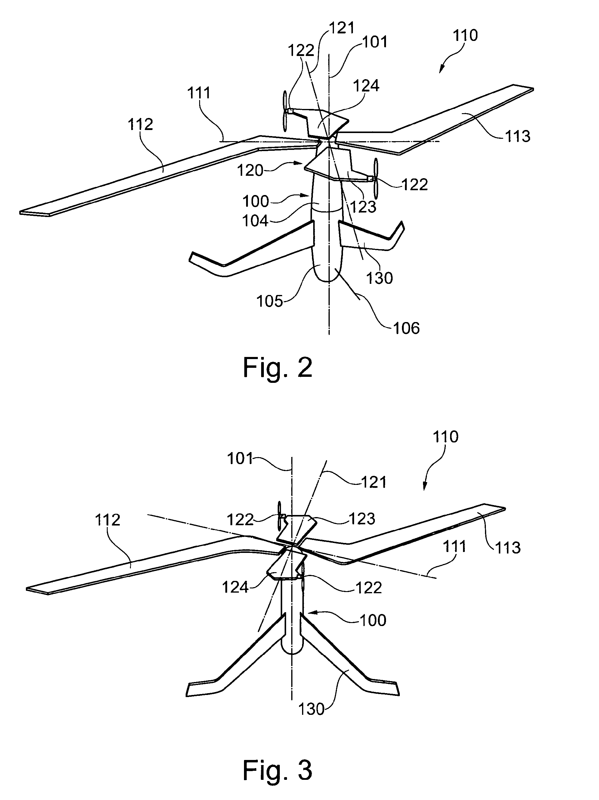 Aircraft for vertical take-off and landing with two wing arrangements