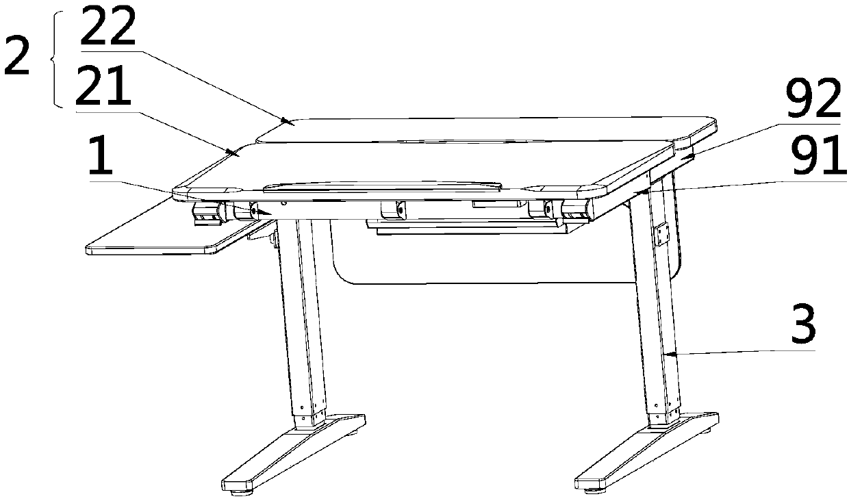 Learning table with automatic overturning table board