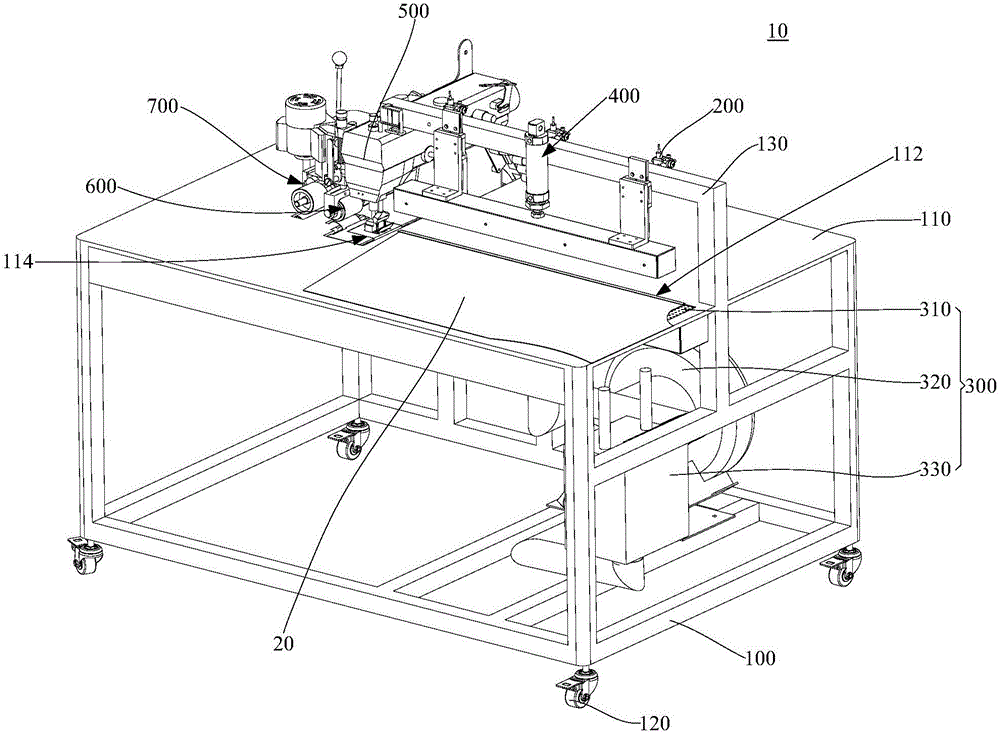 Stitching device and material alignment stitching method