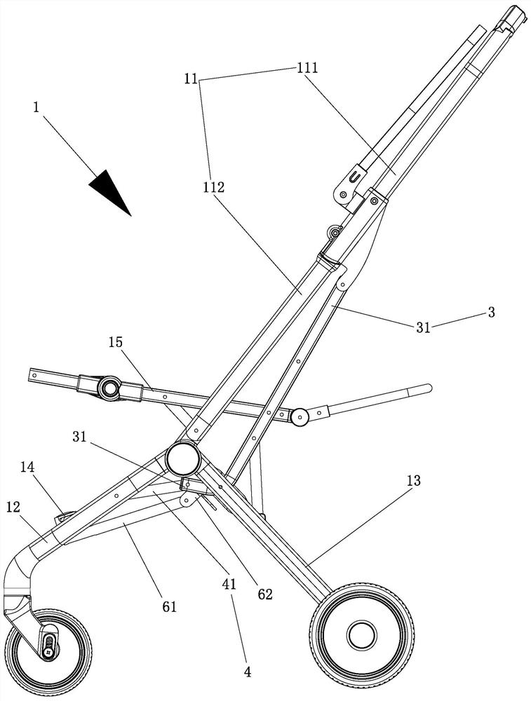 Novel four-folding vehicle frame structure and baby carriage