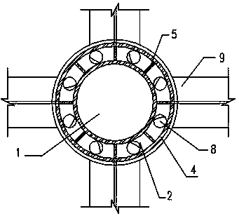 Connecting joint of steel pipe concrete column and profile steel concrete beam