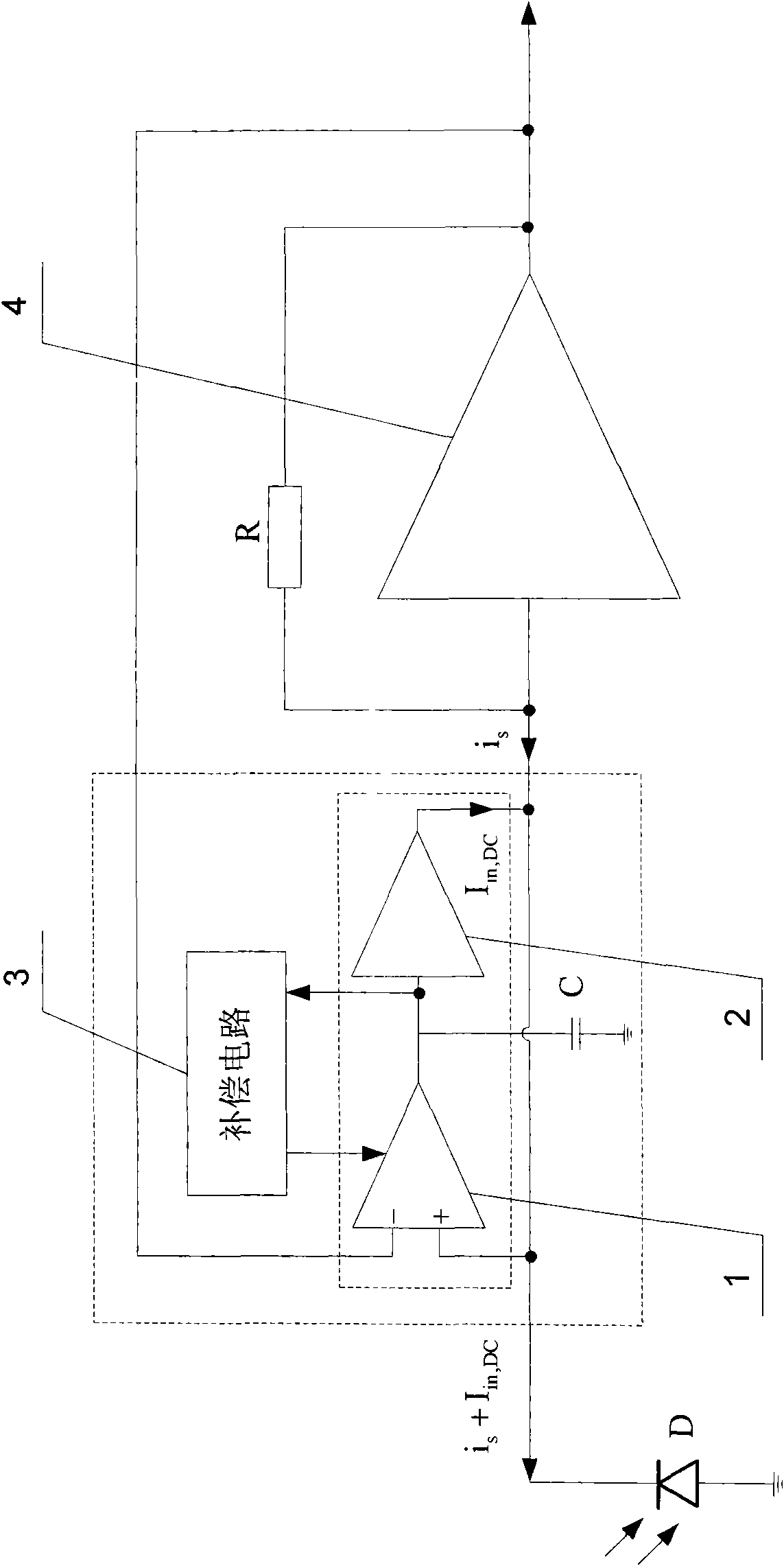 DC interference suppressor circuit used for transimpedance preamplifier of infrared receiving system