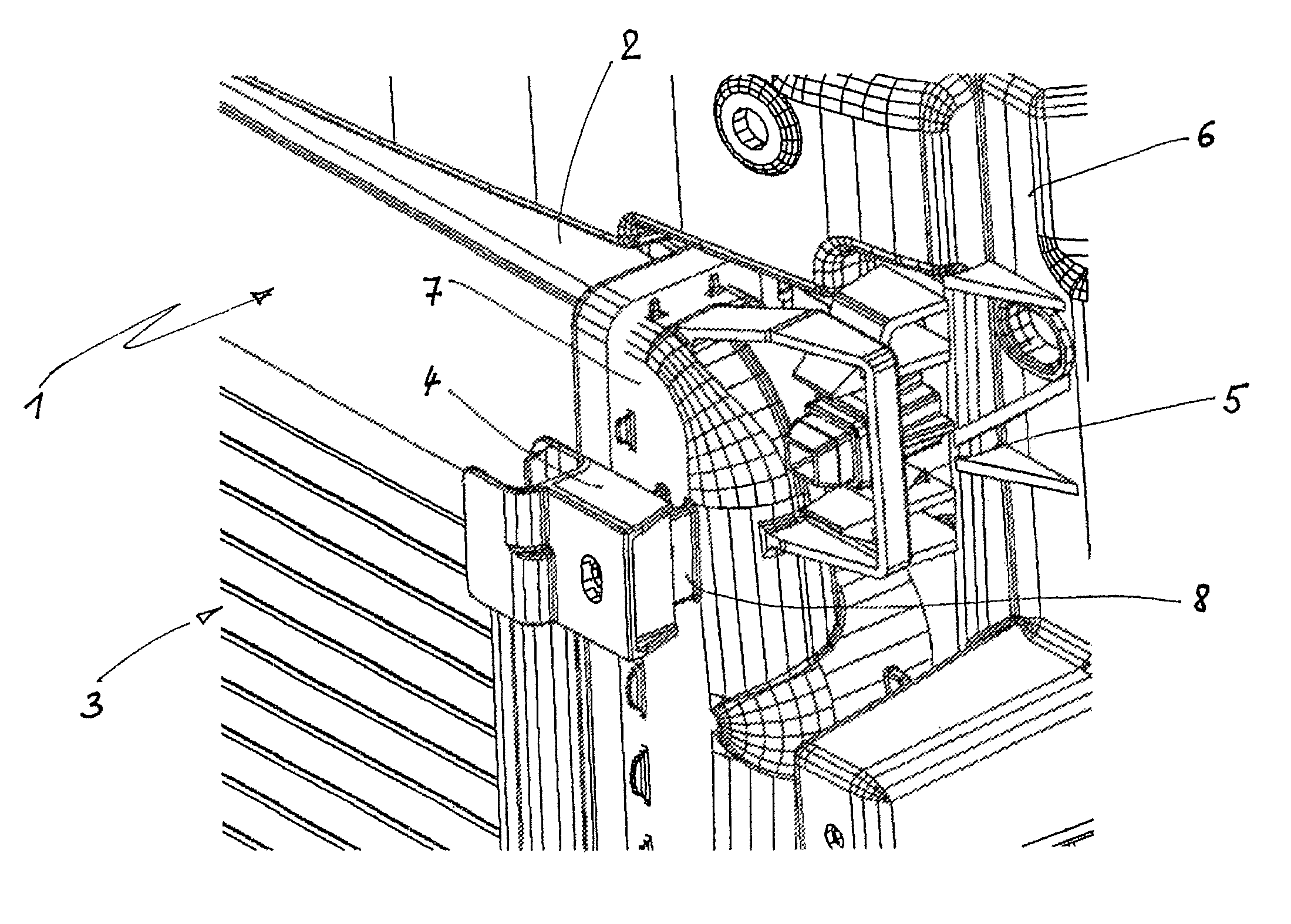 Fastening and joining element for heat exchangers, and heat exchanger assembly in a motor vehicle