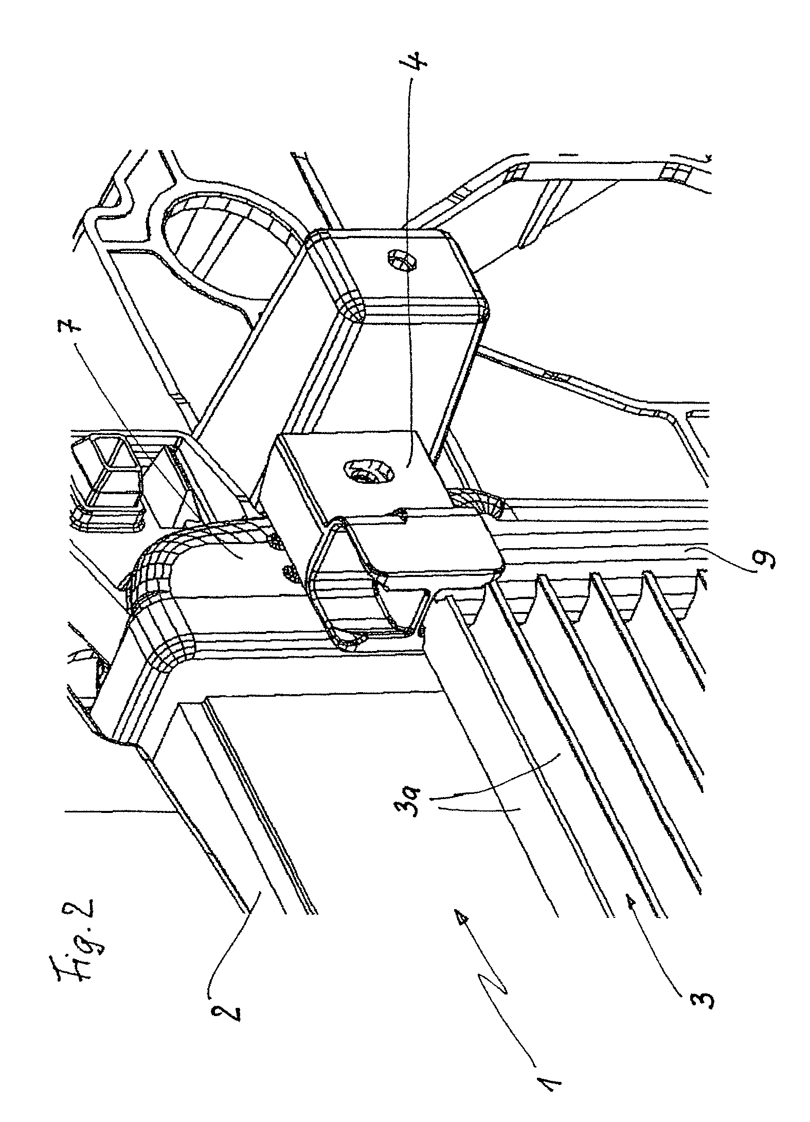 Fastening and joining element for heat exchangers, and heat exchanger assembly in a motor vehicle