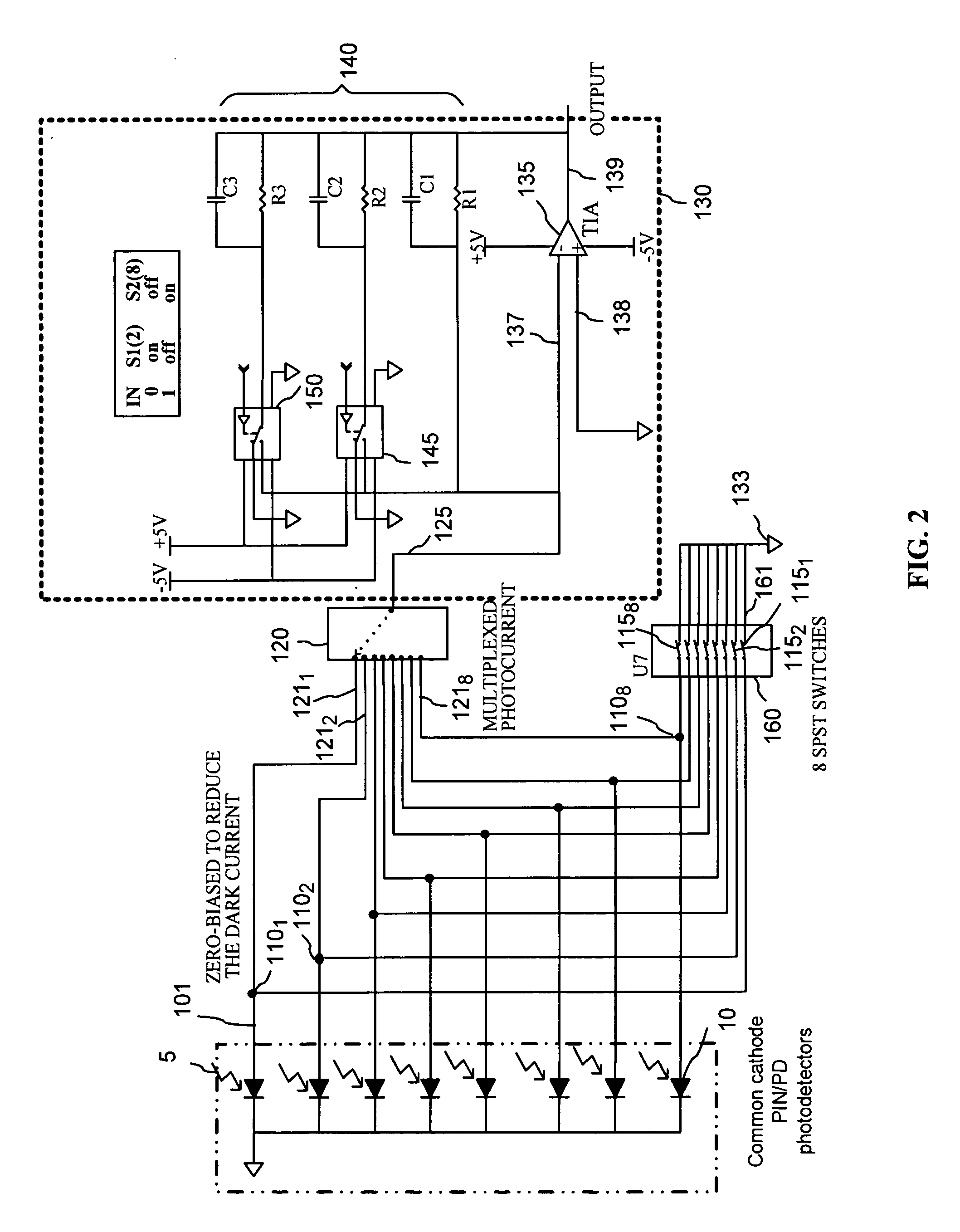Current multiplexing circuit for optical power monitoring