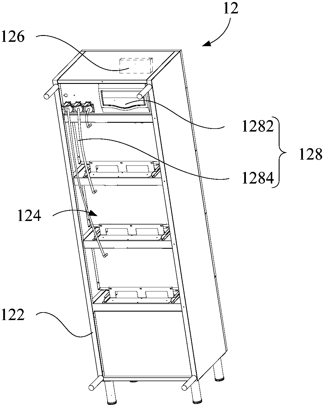 Cabinet cooking device and cooking system