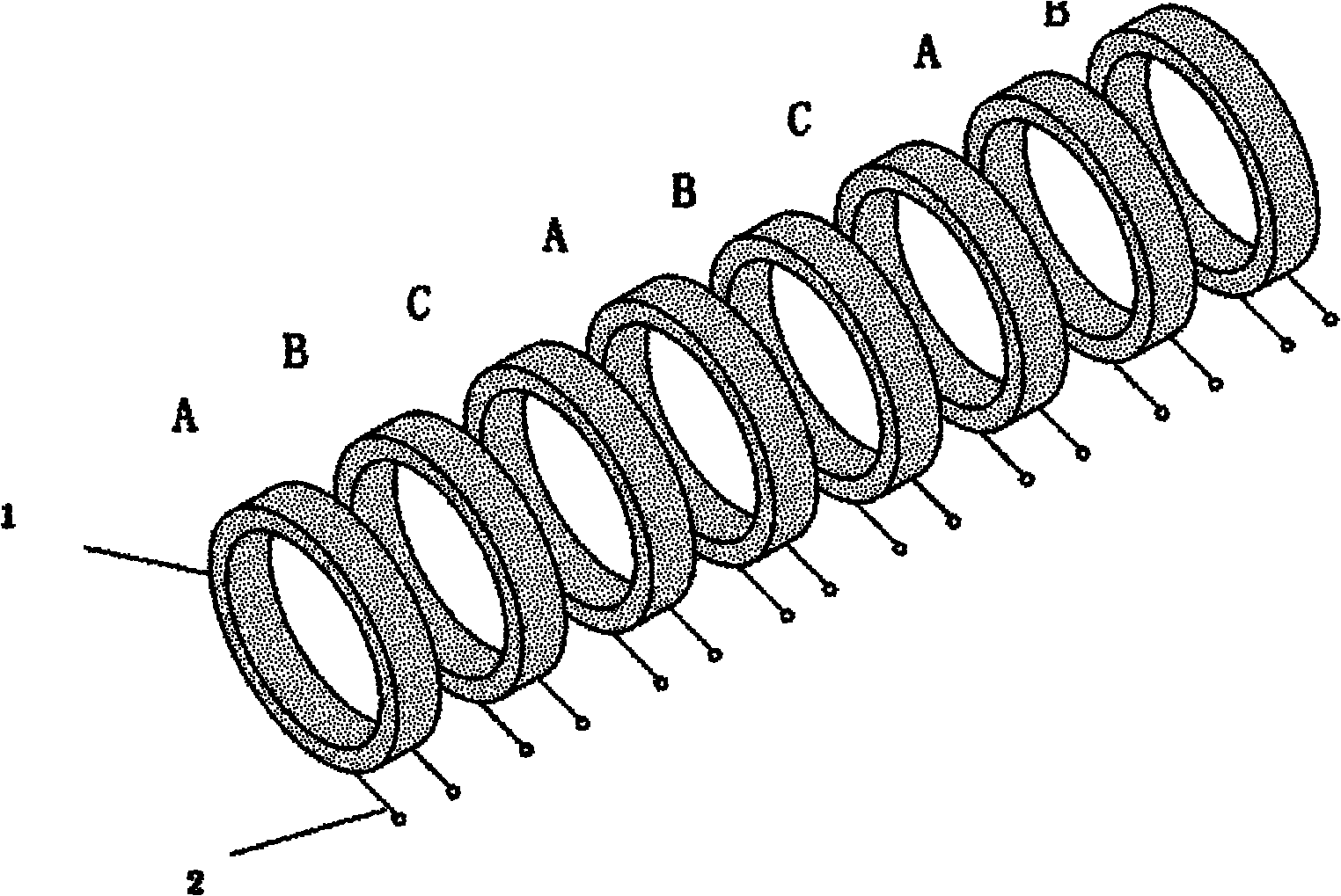 Primary winding of a cylindrical asynchronous linear motor