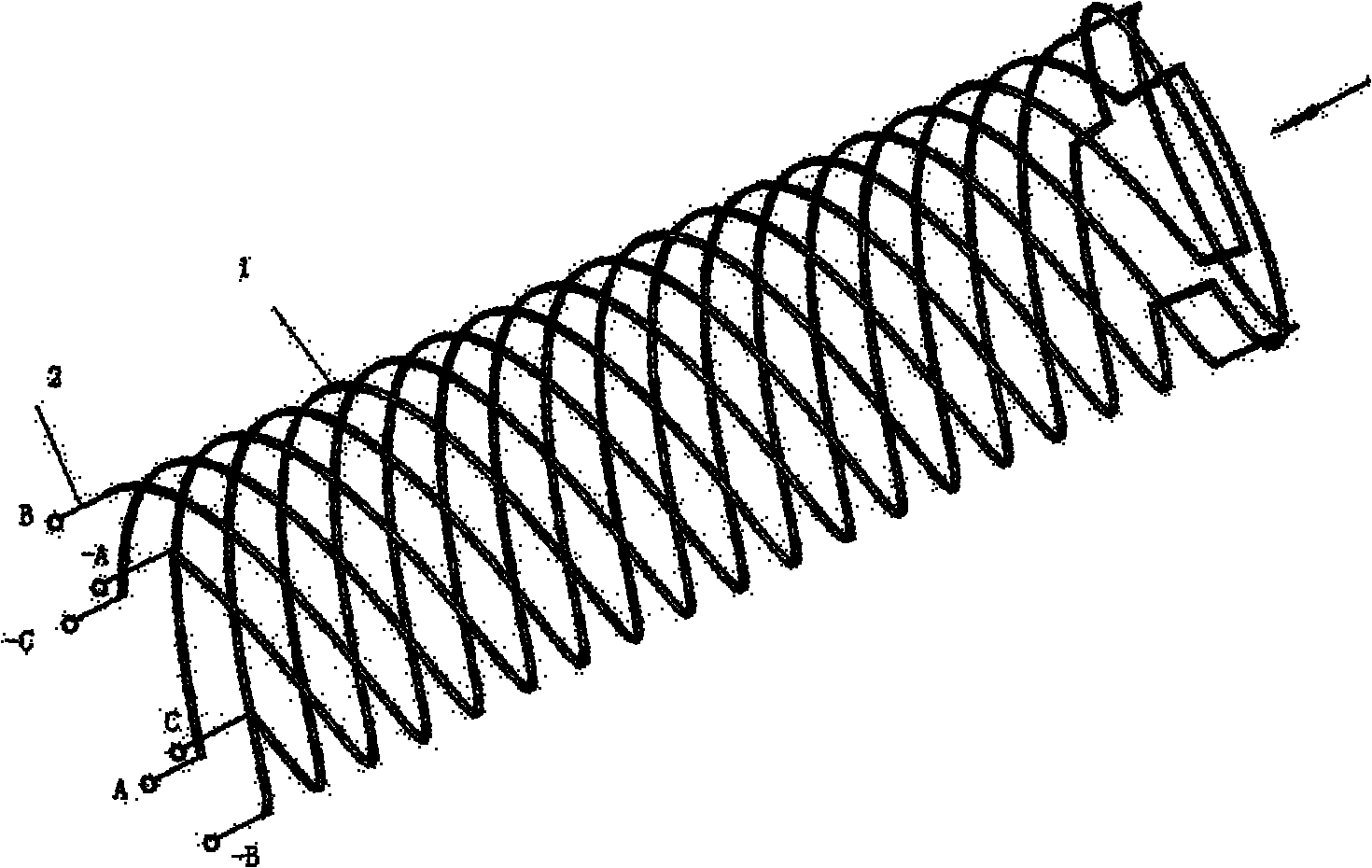 Primary winding of a cylindrical asynchronous linear motor
