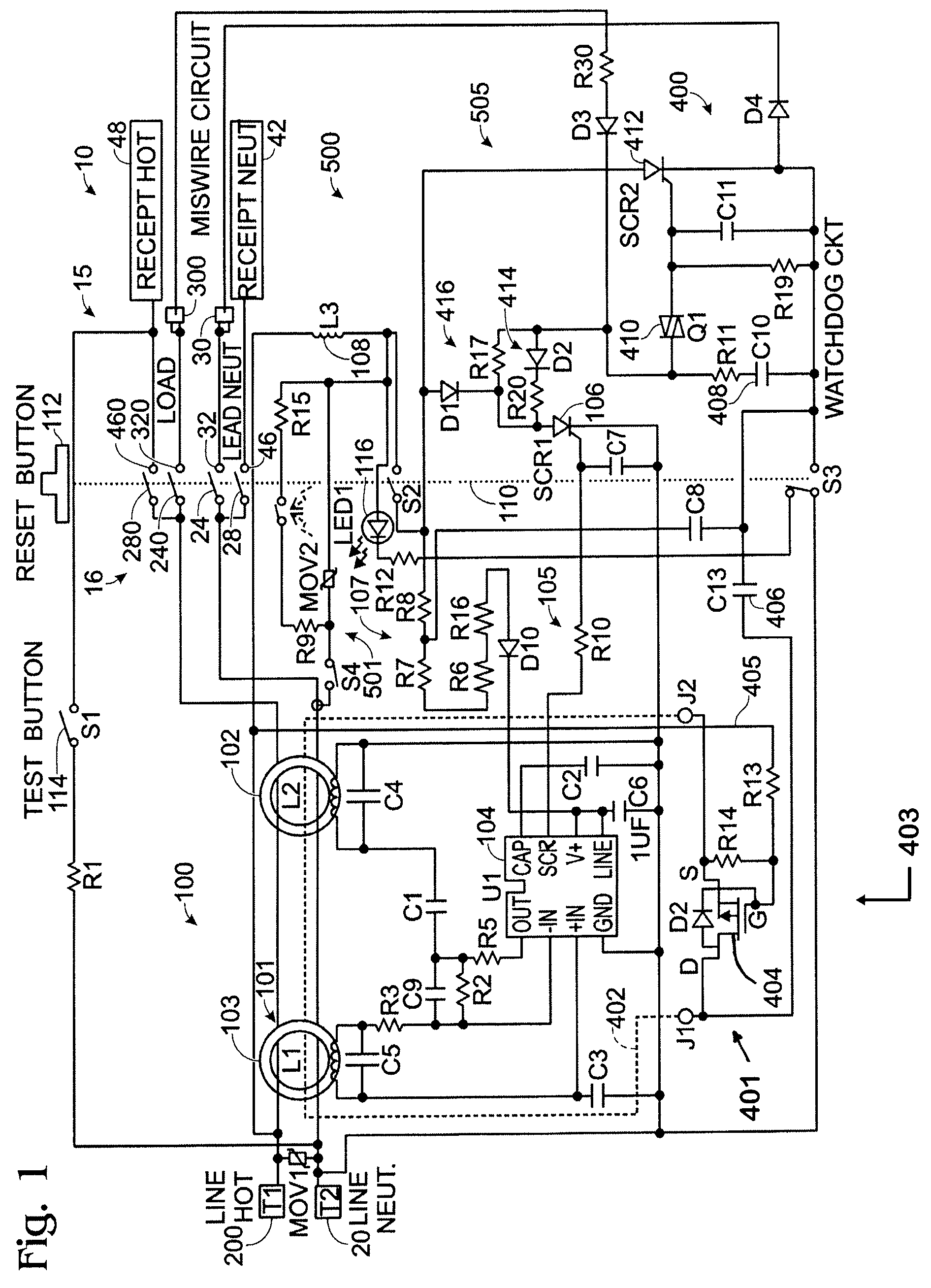 Electrical wiring device with protective features