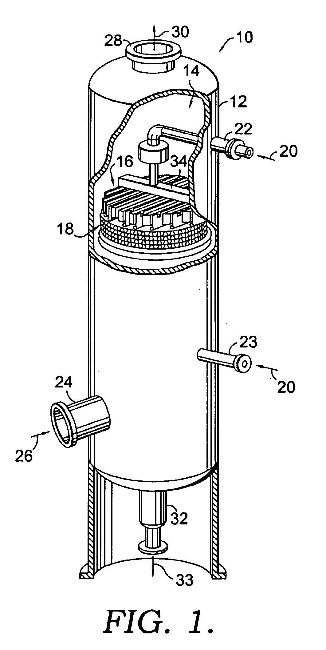 Liquid distributor for use in mass transfer column and method employing same