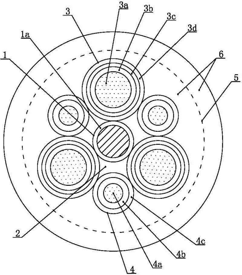 Power cable for underwater shovel arm of dredger and manufacturing method thereof