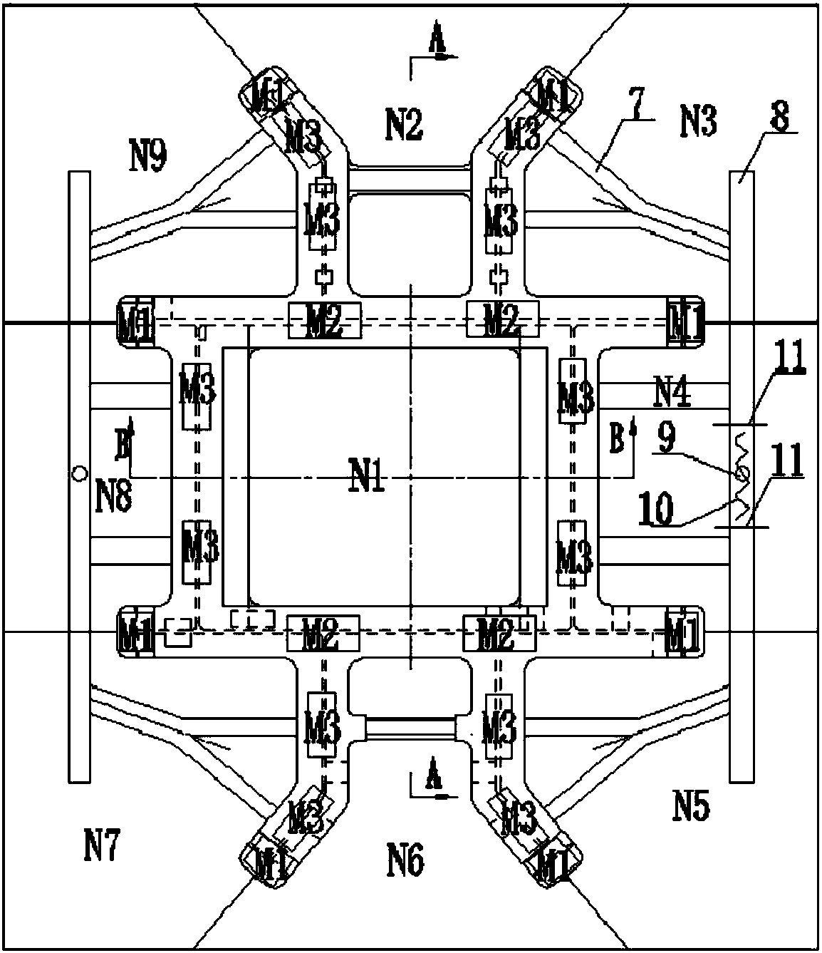 A casting process method for large-size magnesium alloy flat structural parts