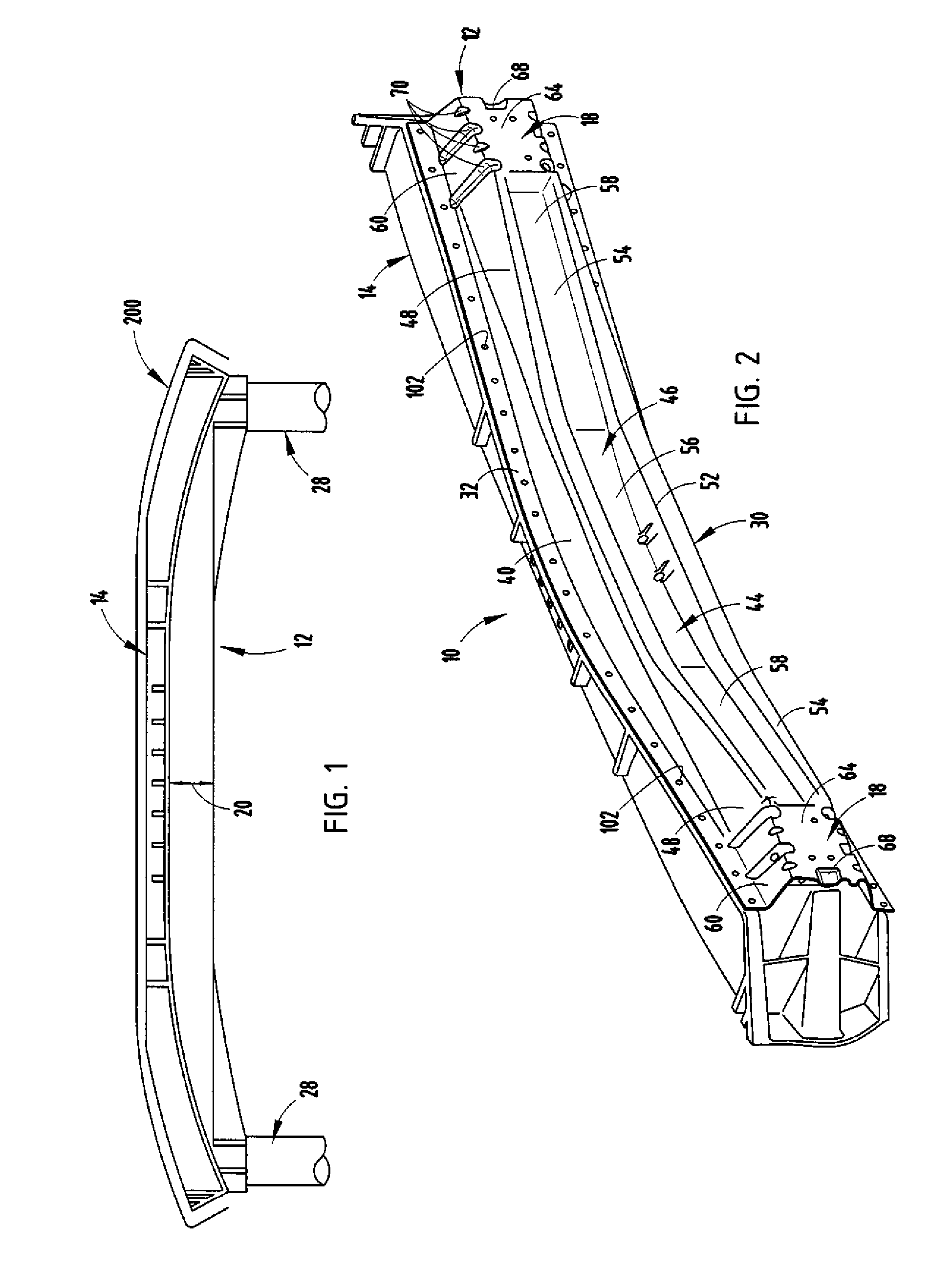 Vehicle bumper beam constructed of metal and plastic