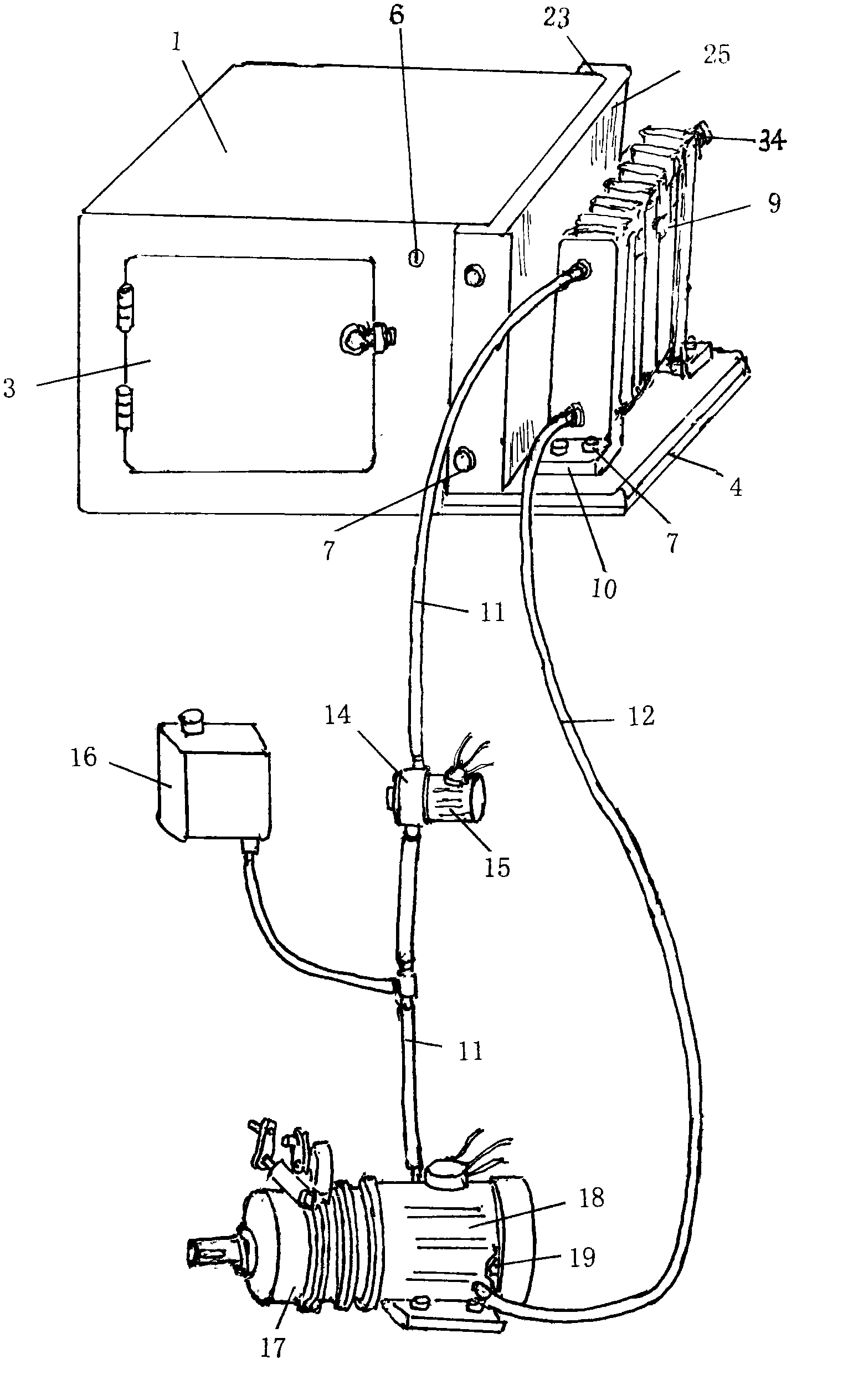 Cell box heating and motor radiating device of electric automobile