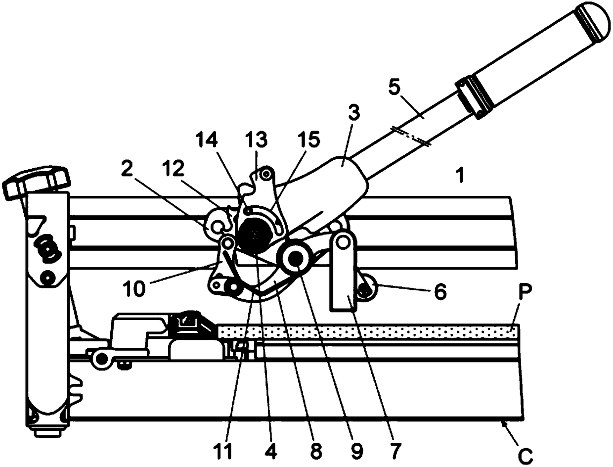 A cutting and separating head of a manual ceramic cutting machine