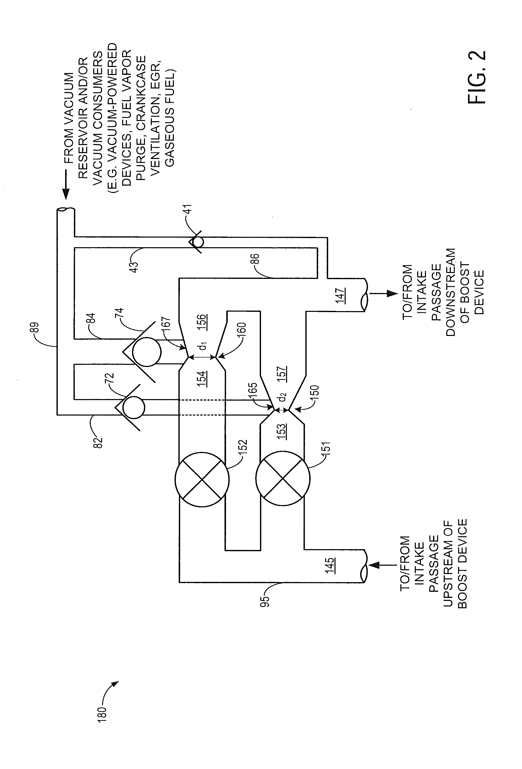 Parallel aspirator arrangement for vacuum generation and compressor bypass