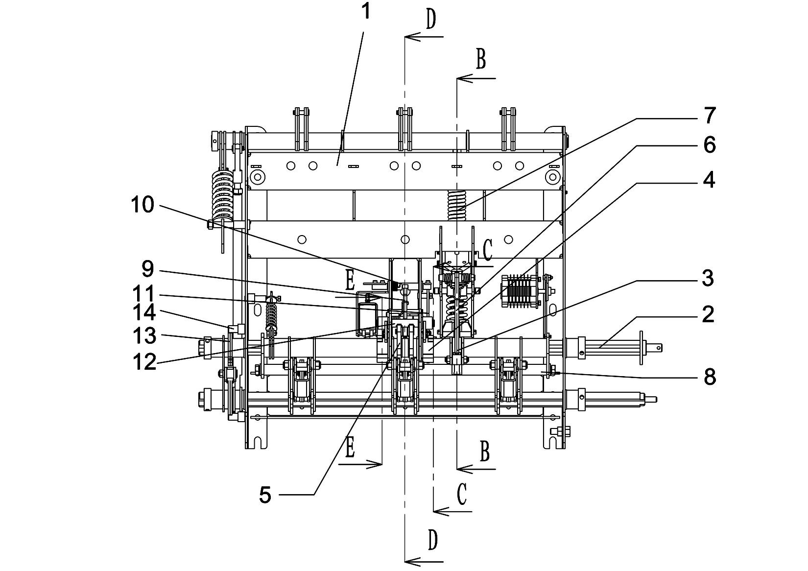 Spring energy storage mechanism for vacuum load switch