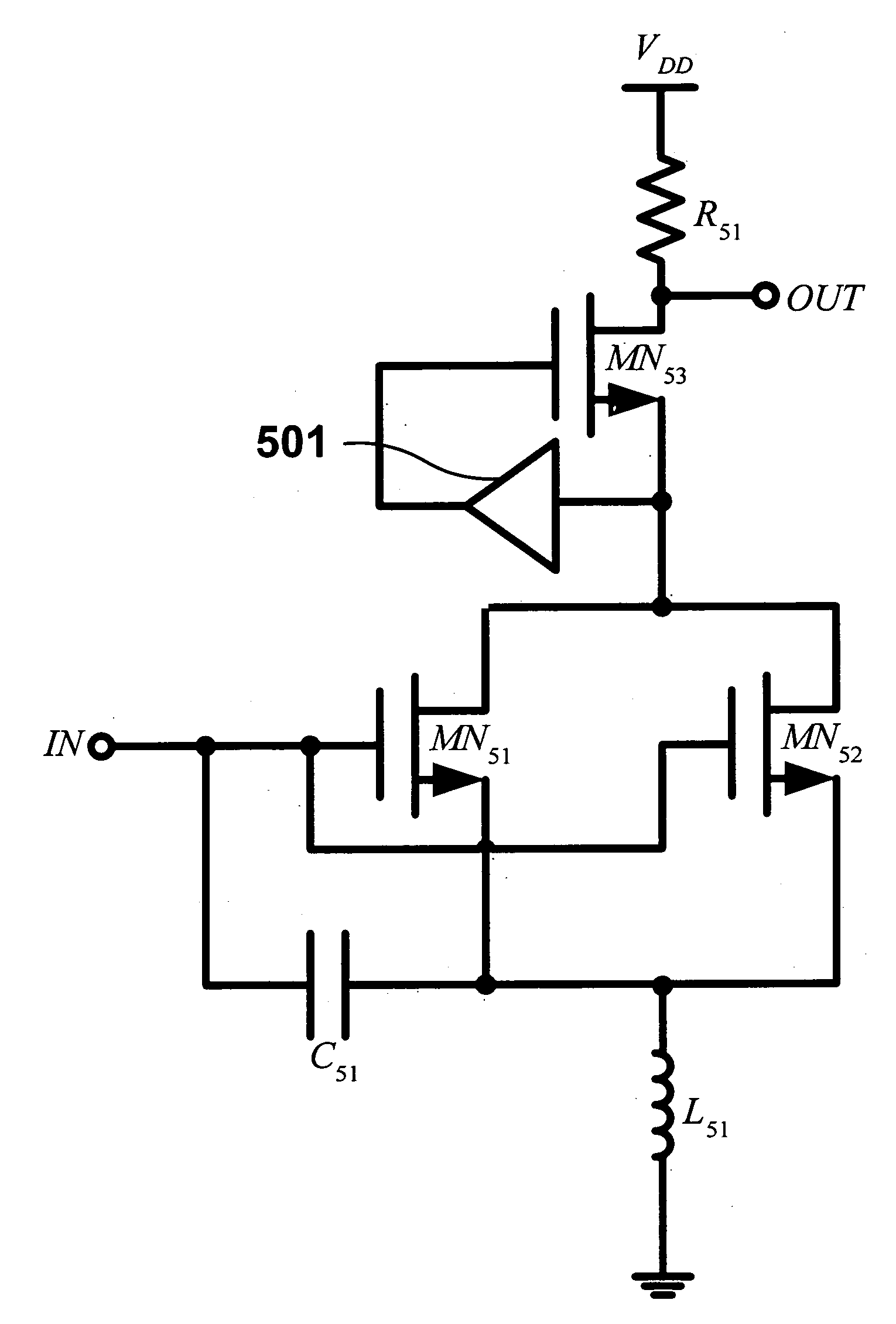 Amplifier circuit having improved linearity and frequency band using multiple gated transistor
