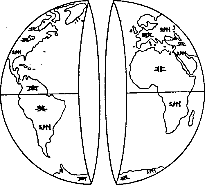 Rotatable southern-northern hemisphere same-viewpoint map projection map