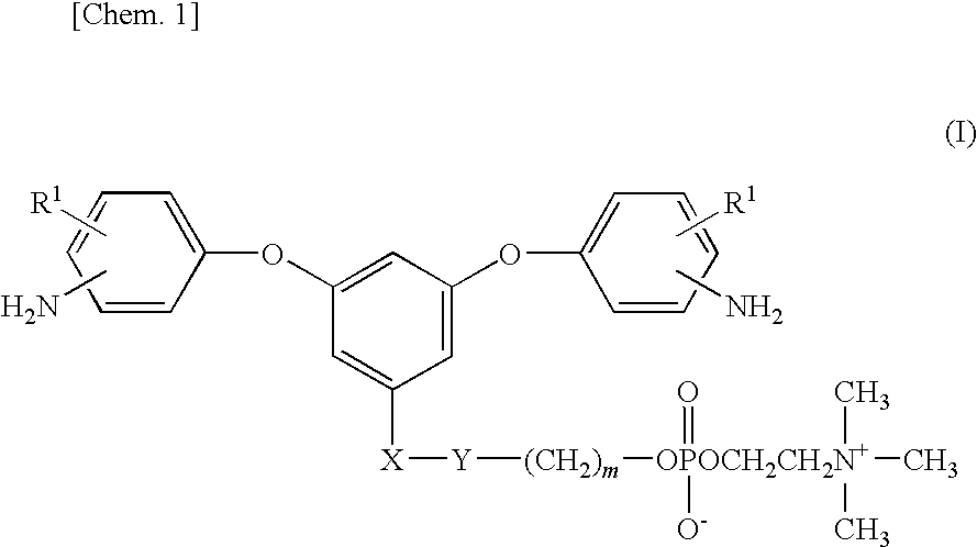 Diamine Compound Having Phosphorylcholine Group, Polymer Thereof, and Process for Producing the Polymer