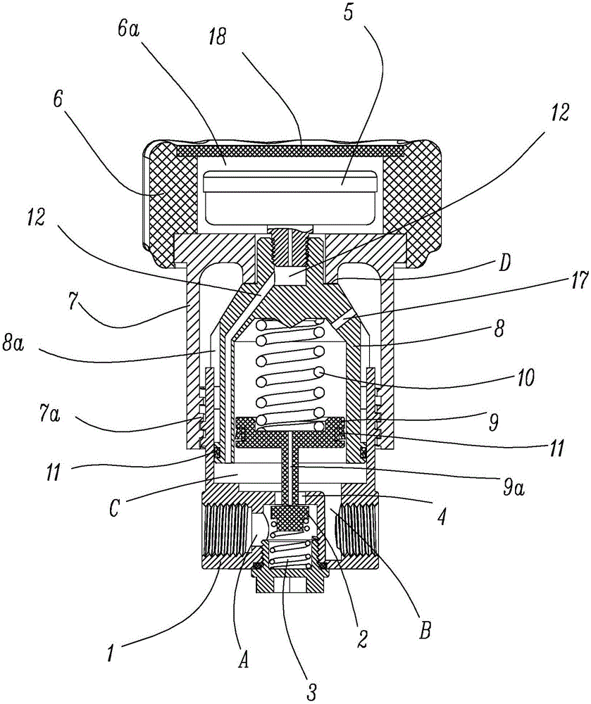 Knob-type pressure regulating valve with pressure gauge and compressor provided with pressure regulating valve
