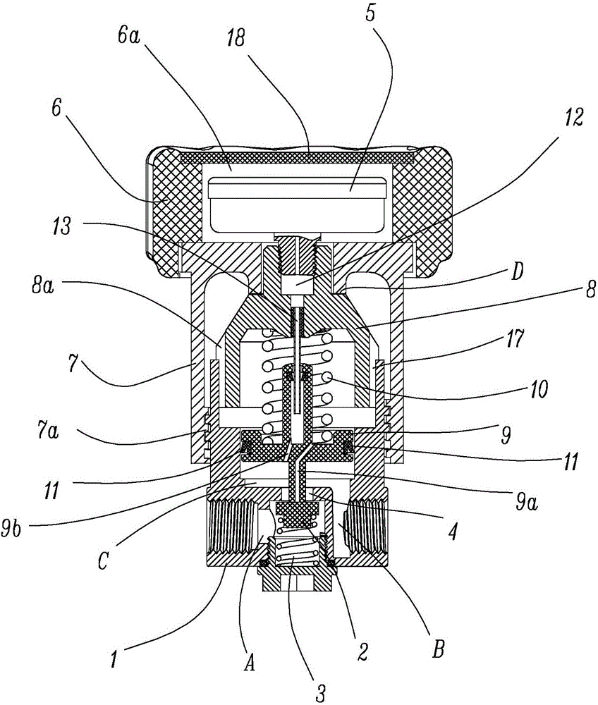 Knob-type pressure regulating valve with pressure gauge and compressor provided with pressure regulating valve