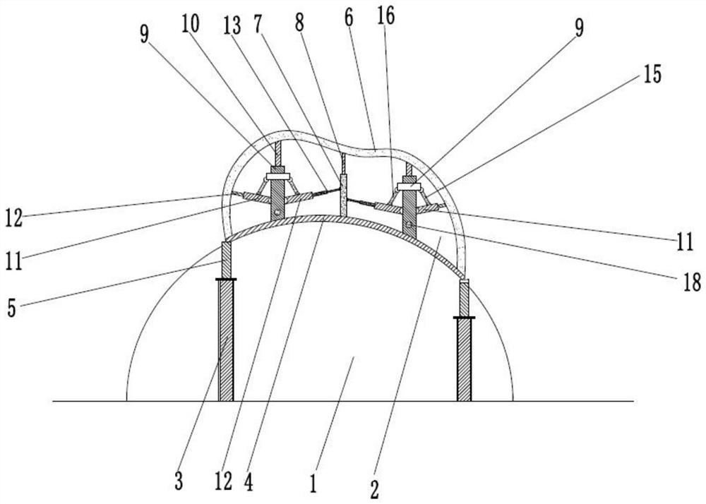 Anti-sloughing device for top unstable exposed karst cave in tunnel construction and construction method