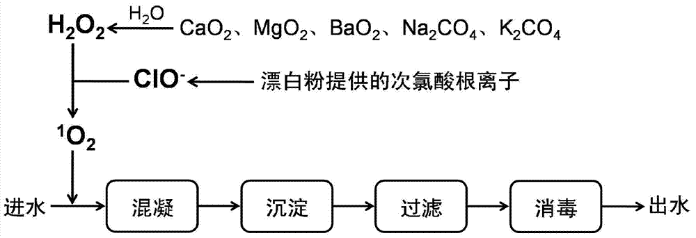 Water treatment method for oxidation algae removal with high-activity singlet oxygen