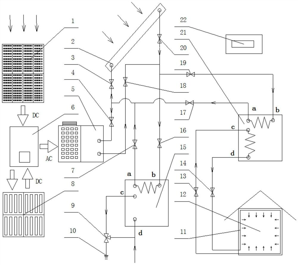 Air source heat pump coupling phase change energy storage heating and sanitary hot water system