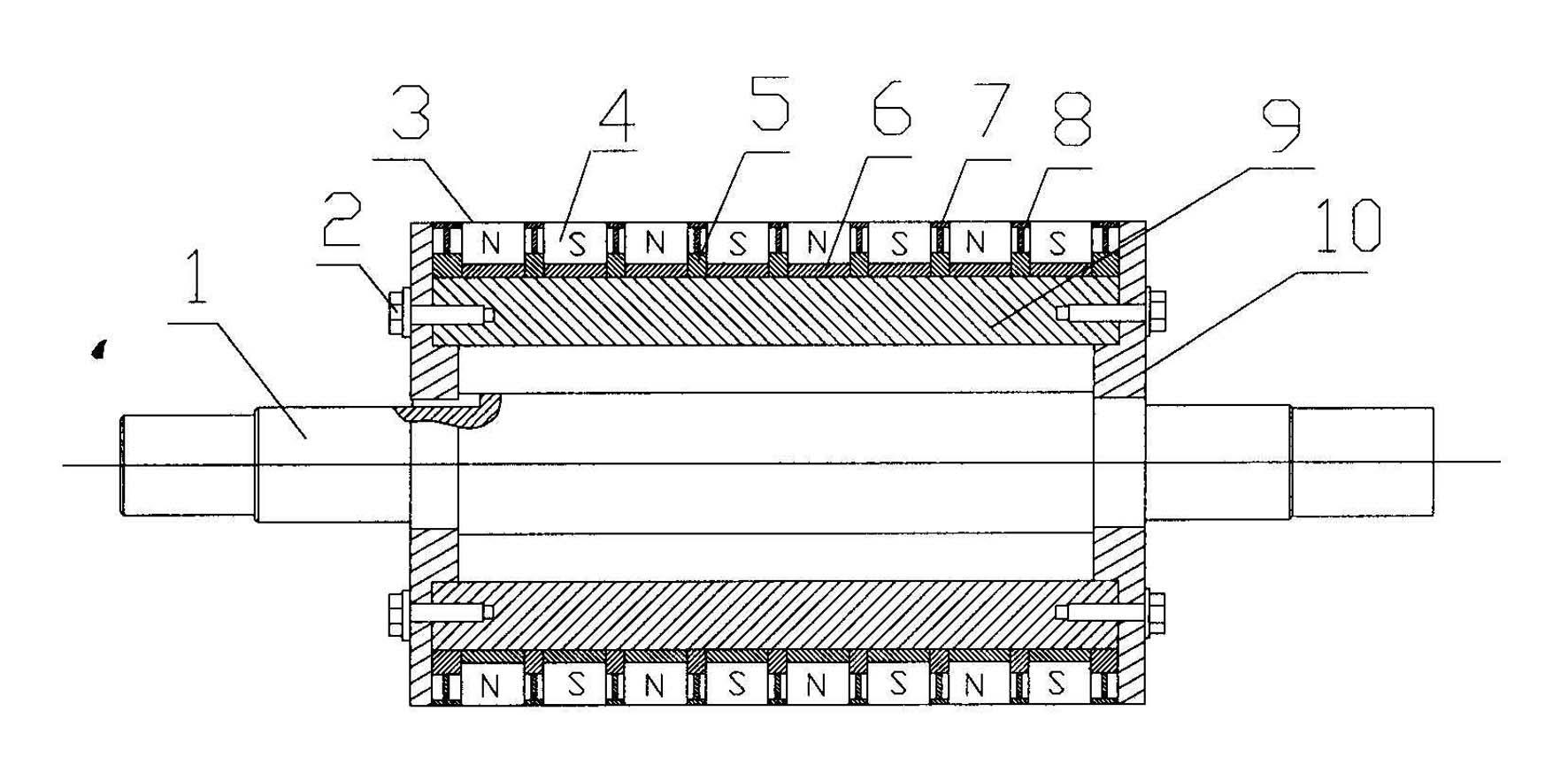 Dry-type permanent magnetic roller for separation of fine-disseminated ore