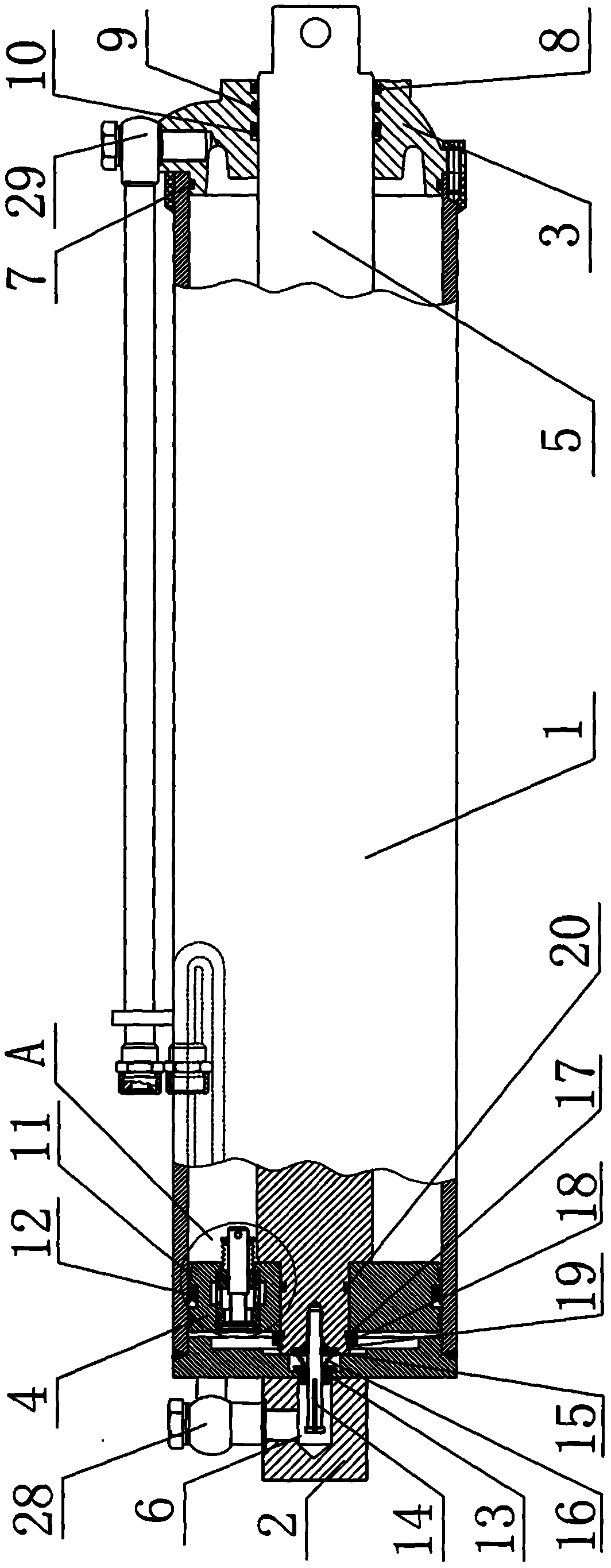 Hydraulic abdomen lifting oil cylinder