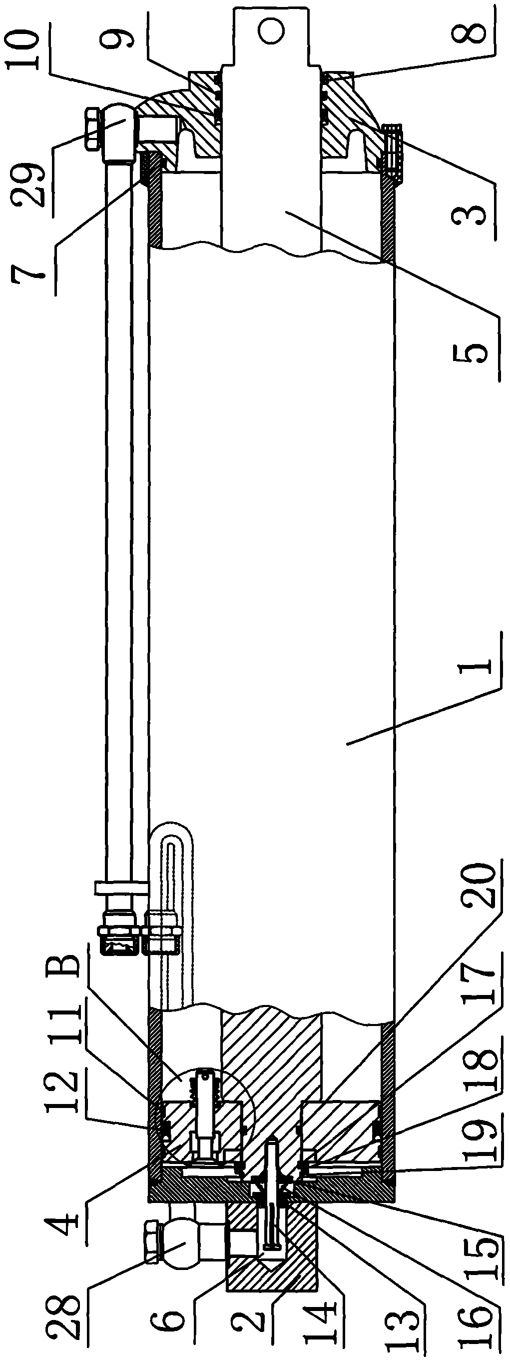 Hydraulic abdomen lifting oil cylinder