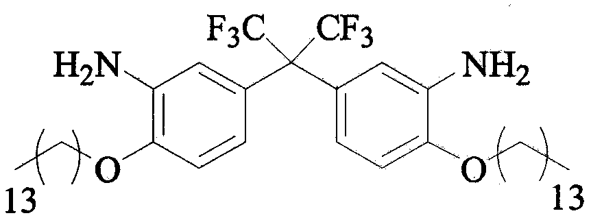 Preparation method of C14 side chain-substituted fluorinated diamine-containing monomer