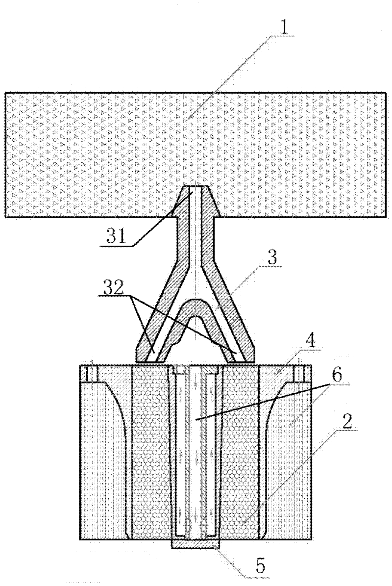 Device and method for performing semicontinuous casting on hollow ingot