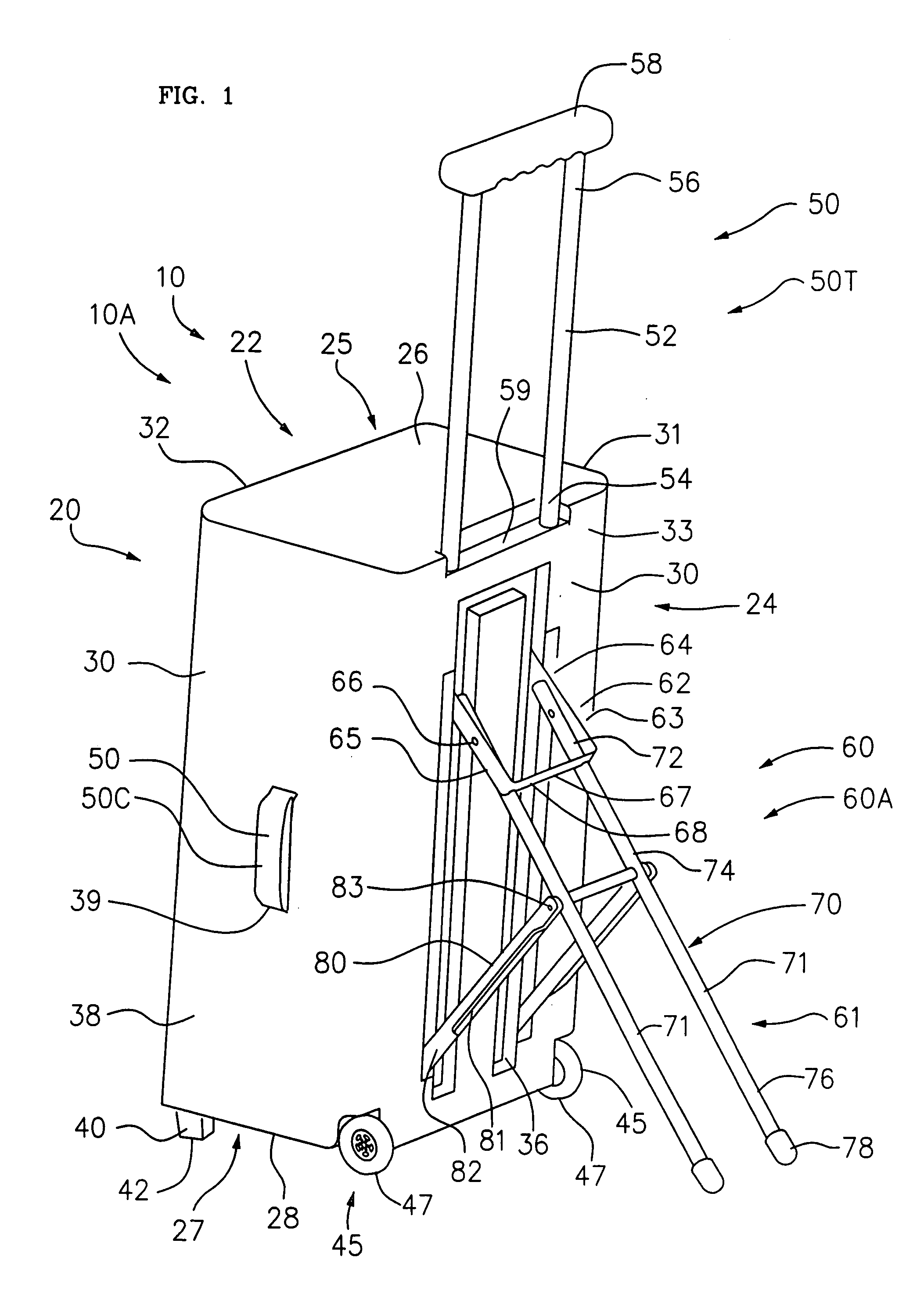 Wheeled luggage and reclining chair