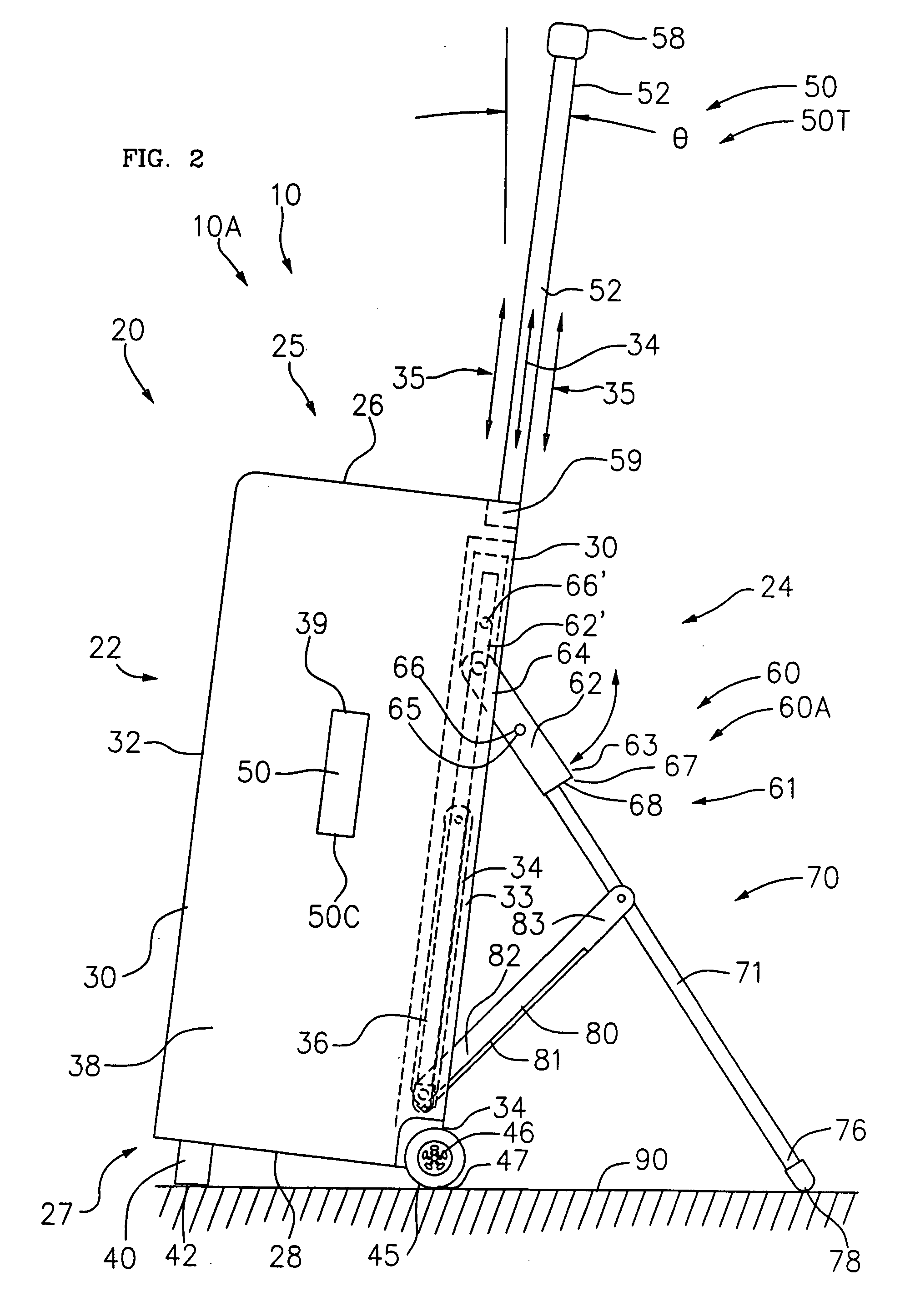 Wheeled luggage and reclining chair