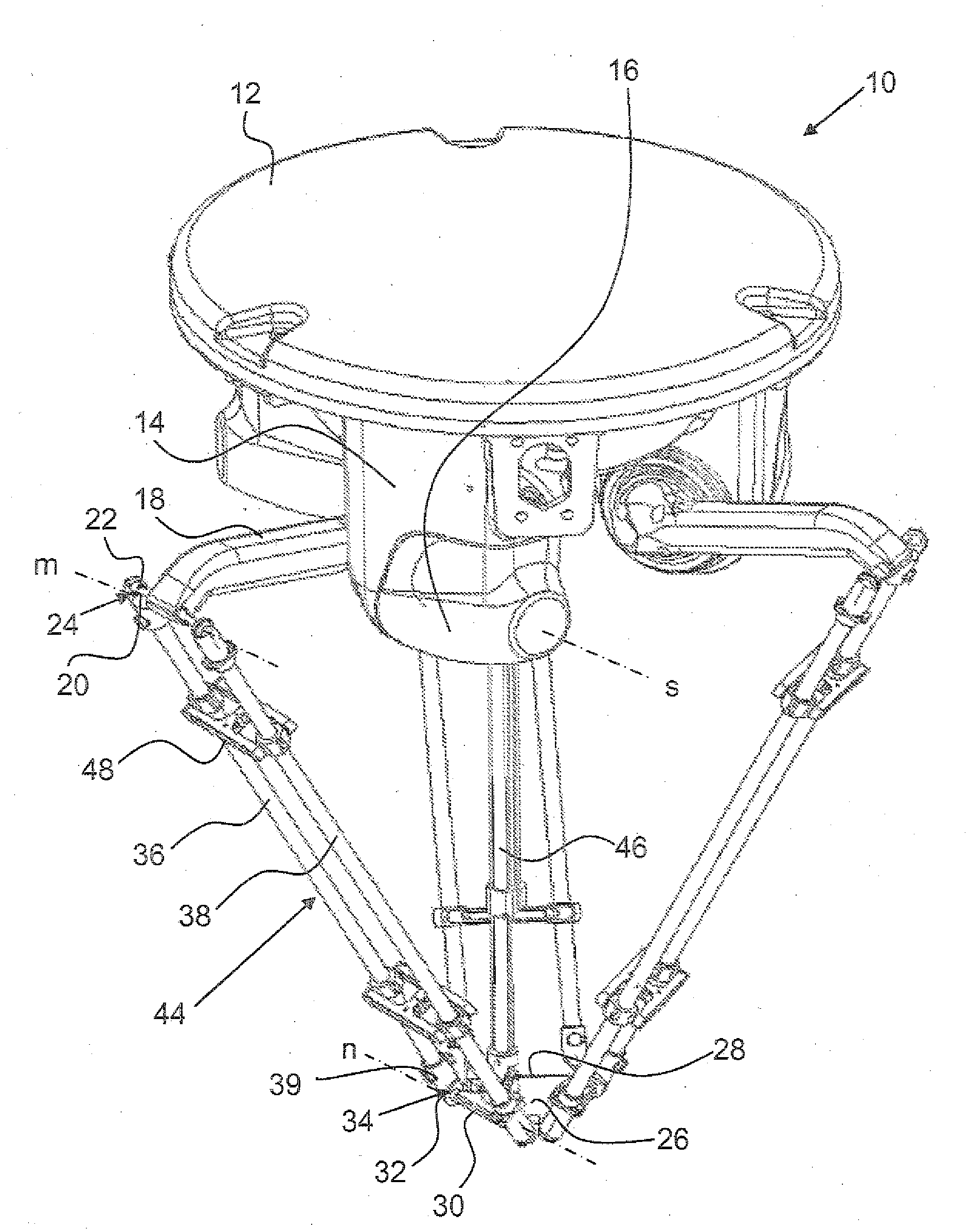 Device for displacing and positioning an object in space