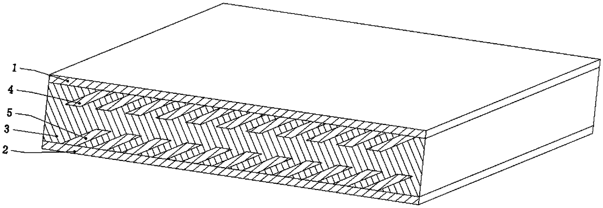 Unilateral anti-delamination sandwich plate with oblique rib plate and application, connection and preparation method thereof