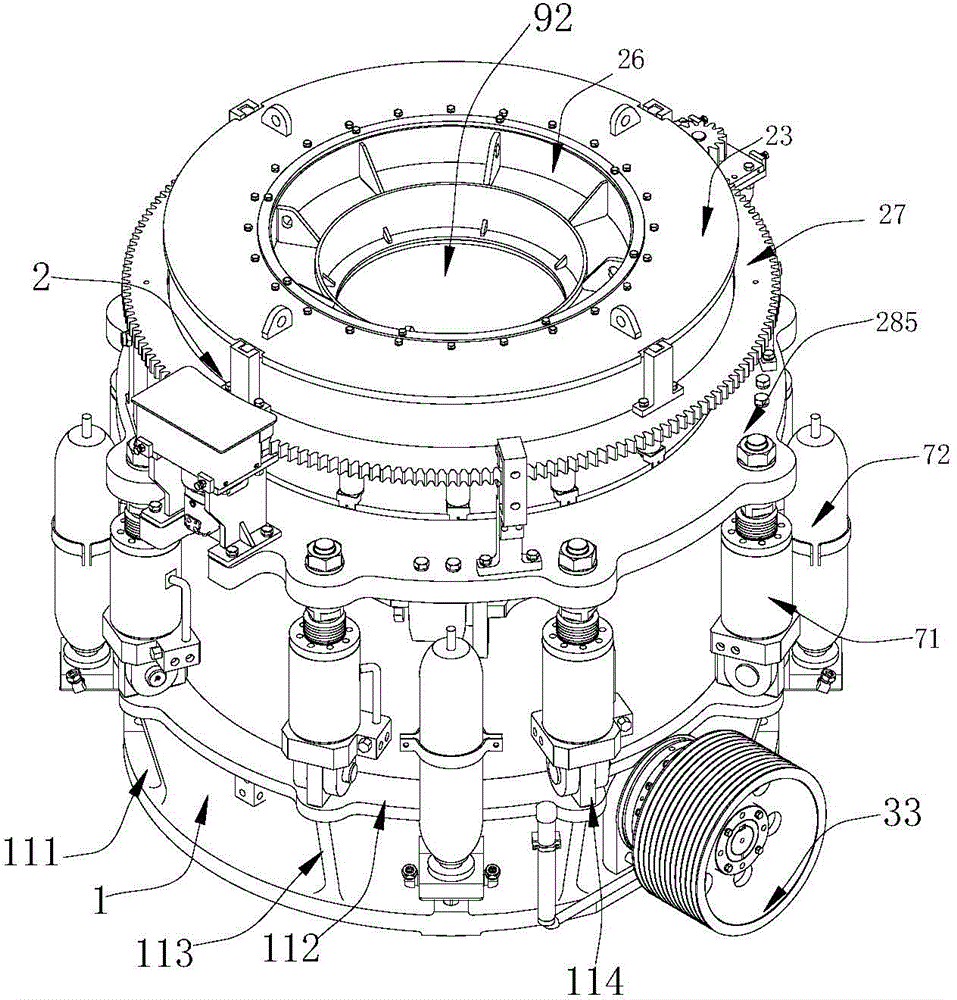 Multiple-cylinder rolling bearing hydraulic cone crusher