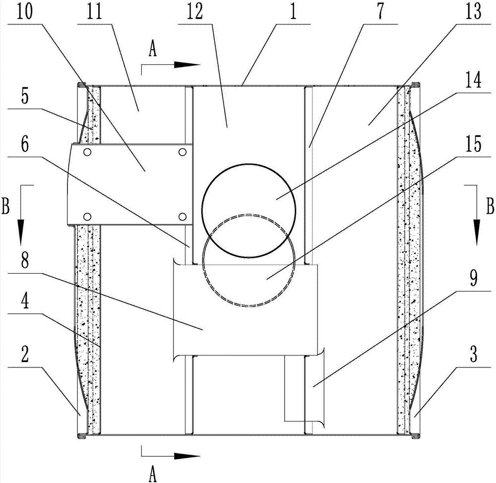 Tail gas heating compartment square silencer for commercial vehicle