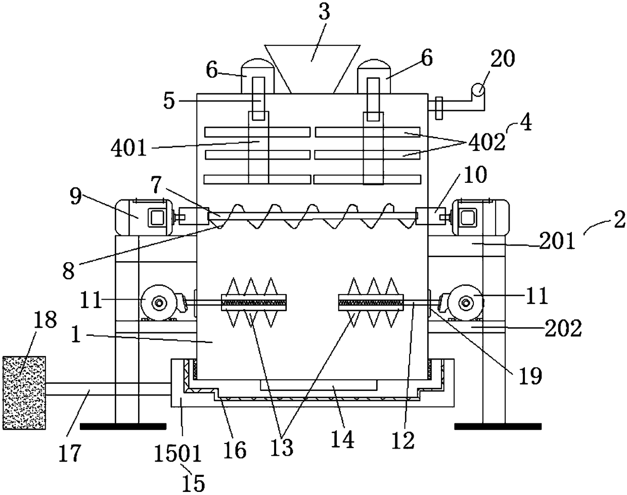 Dehydration apparatus for treating mercury-containing sludge