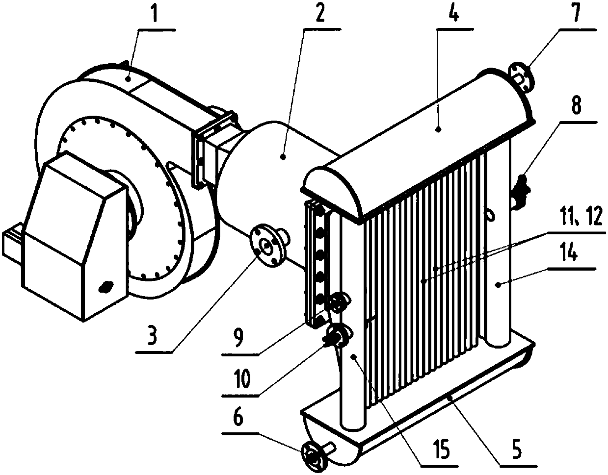Burner of slotted type flame combustion device