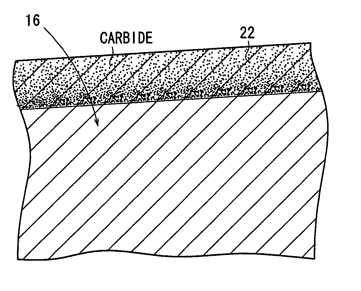Fe base alloy having layer and method for production thereof