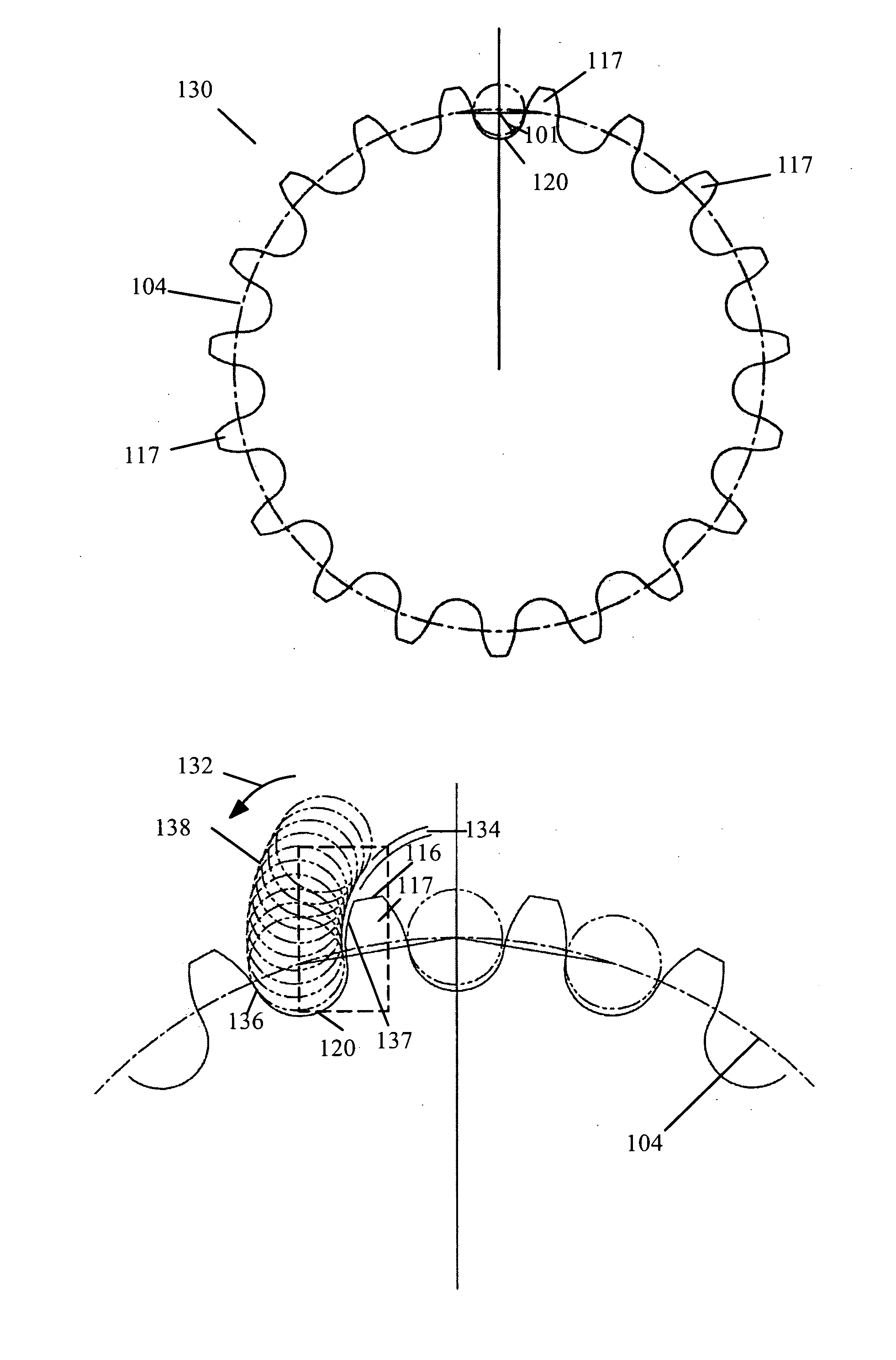 Sprocket tooth profile for a roller or bush chain