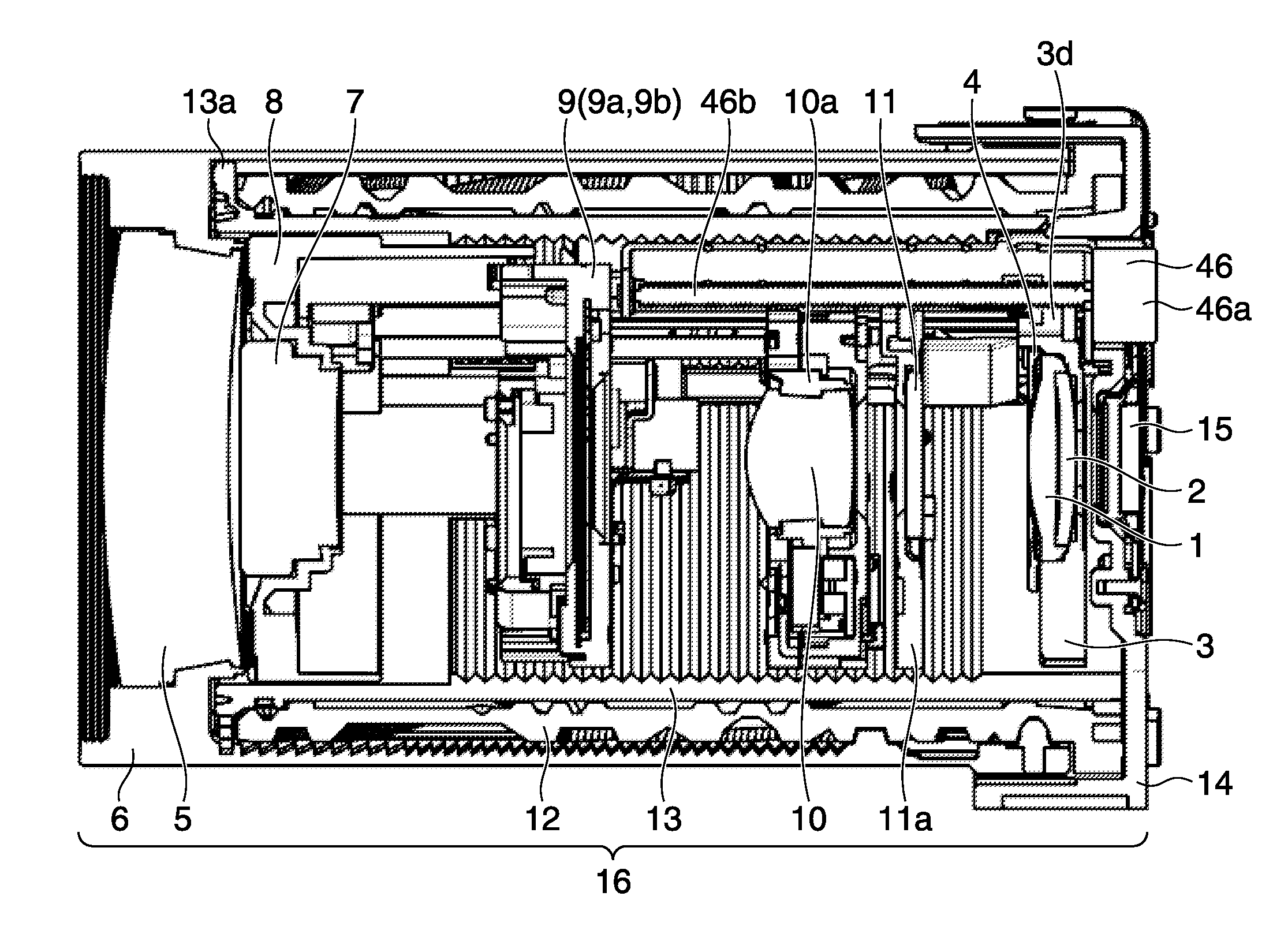 Lens unit having a plurality of plastic lenses, and optical device