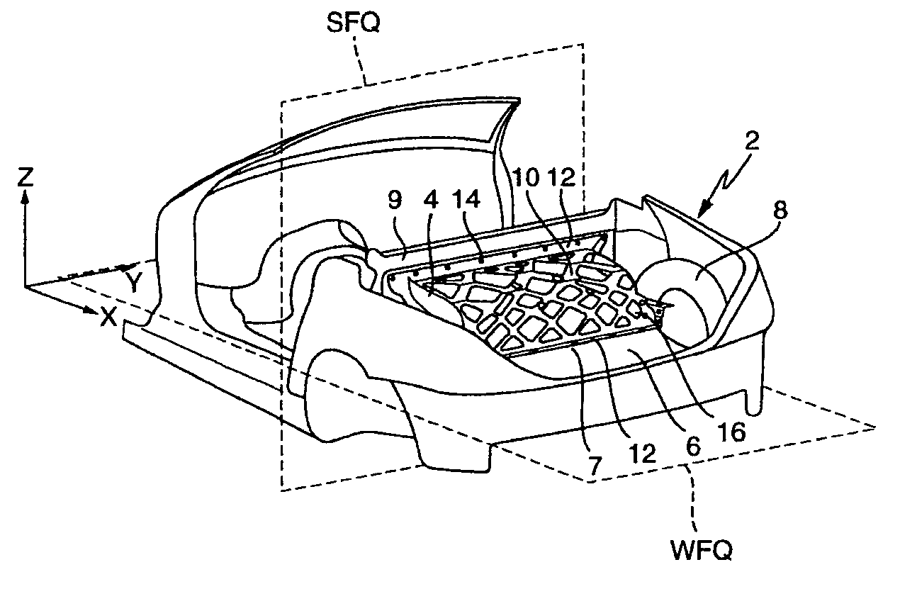 Separating device for the bodywork of a vehicle