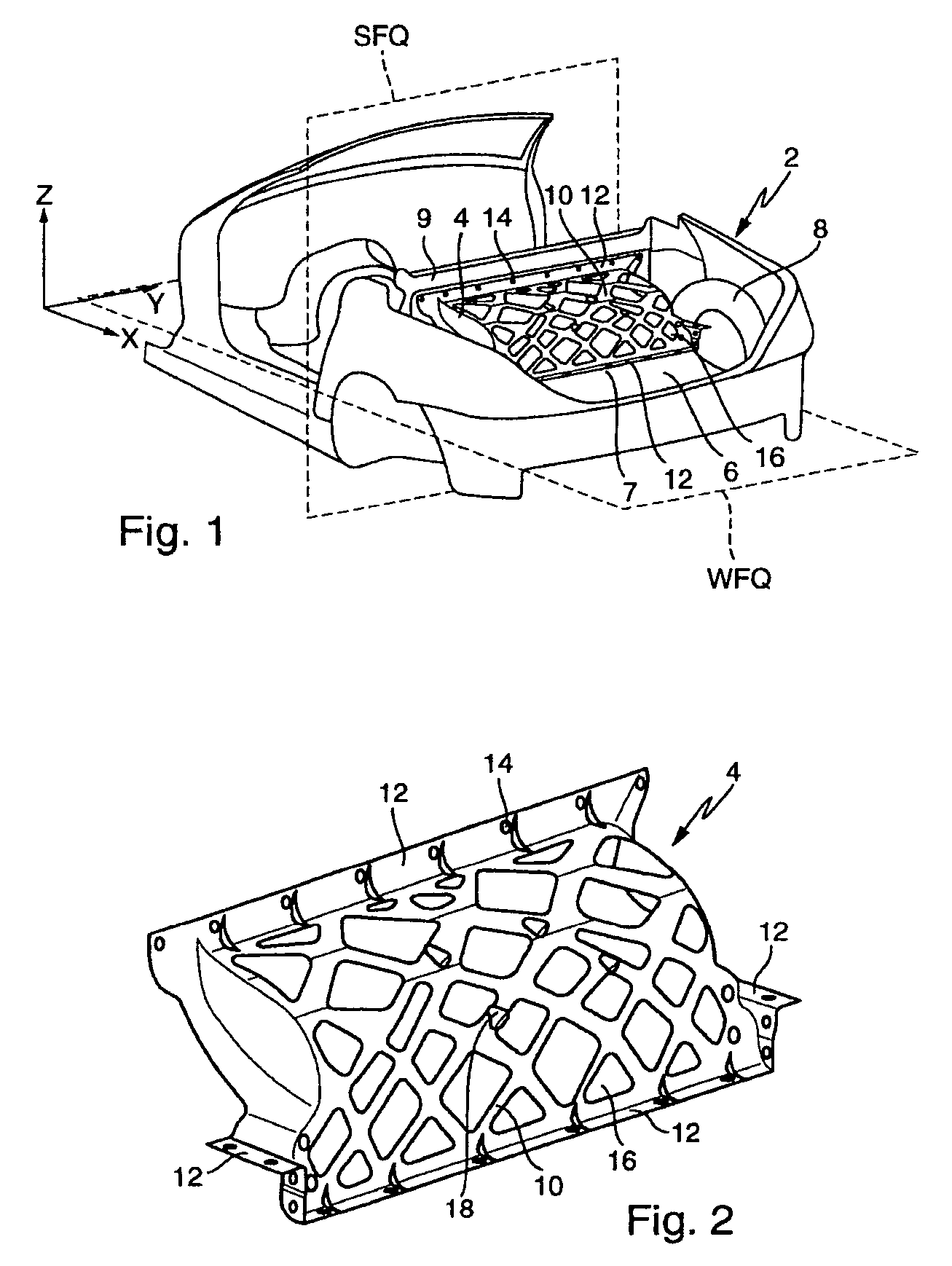 Separating device for the bodywork of a vehicle